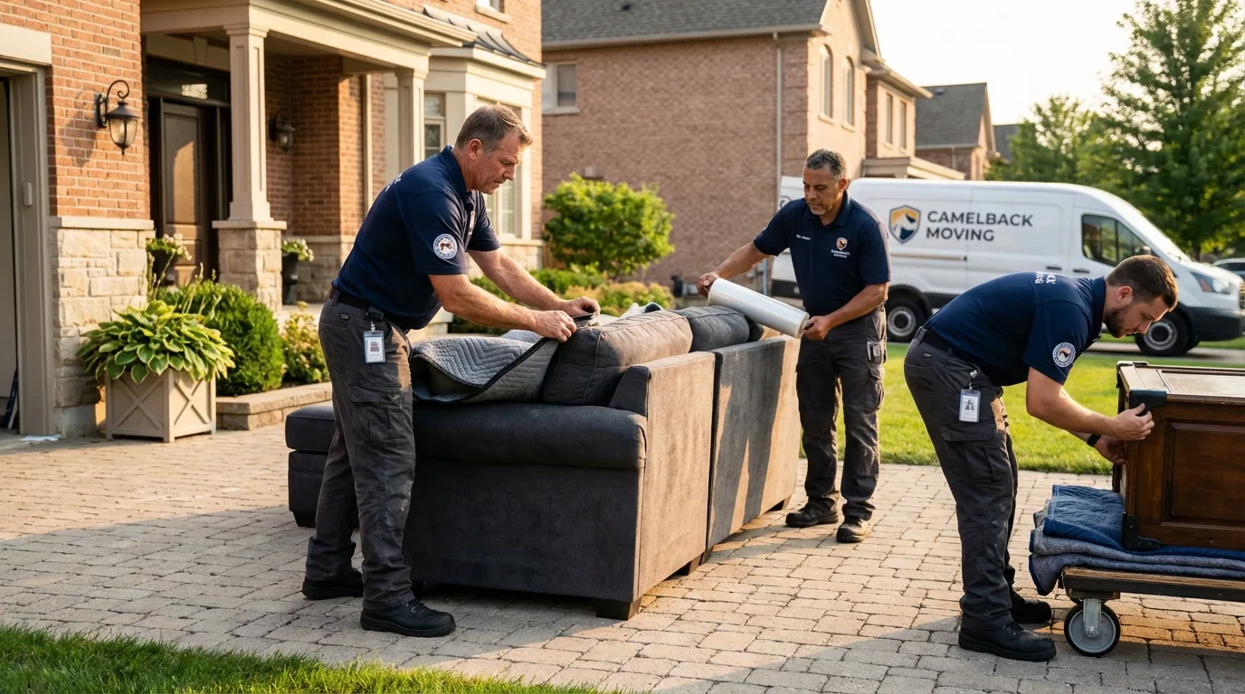 Large estate moving crew wrapping furniture in Madras, OR